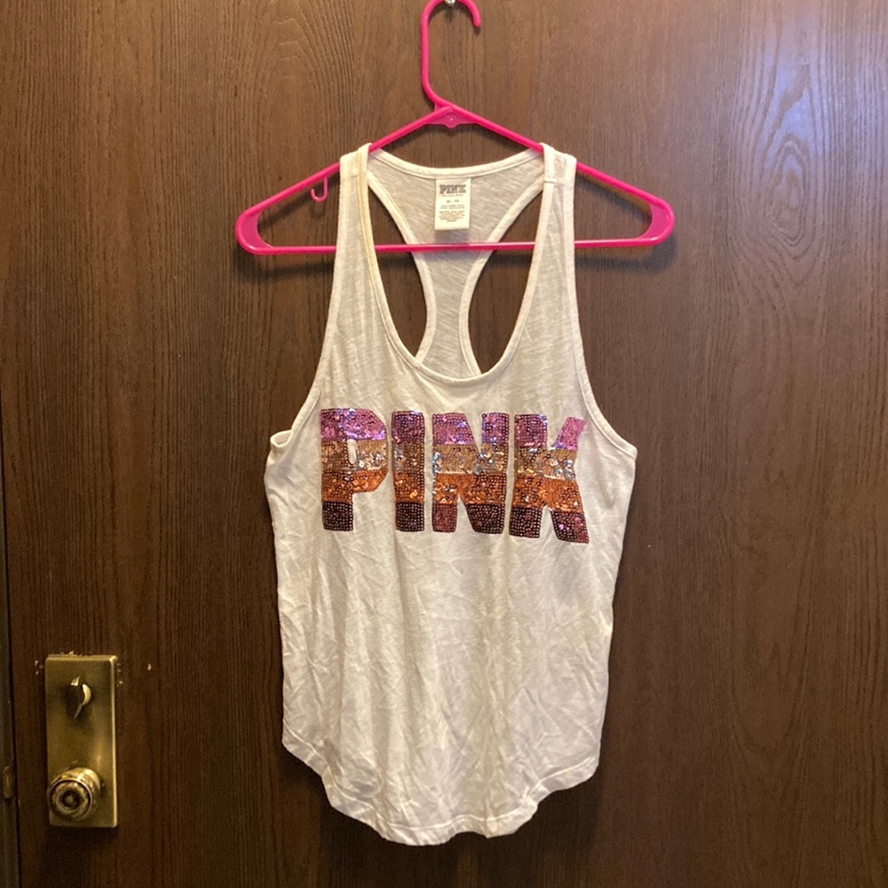 Pink XS/TP tank top with sequin graphic